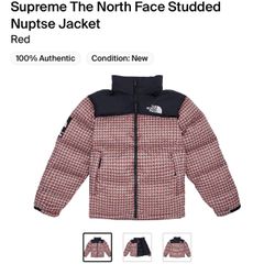 Supreme The North Face Studded Diamond Nuptse Jacket Red Size L 