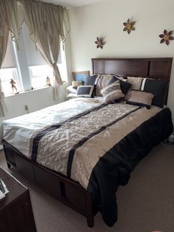 Queen bed frame and mattress