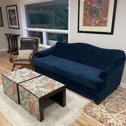 2- Side Tables  - Nightstand Beautiful/Classic Fabric Pattern- Can Be Used As Coffee Table