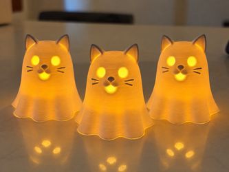 3D Printed Cat Ghost Halloween Decorations(Set of 3)