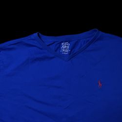 Ralph Lauren Polo V-Neck Short Sleeve T-Shirt Blue Large