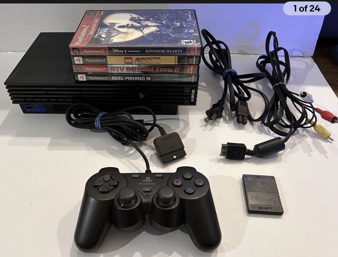 Sony Playstation 2 PS2 Fat Console SCPH-50001 4 Games 1 Controller 1 Memory Card