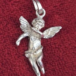 Vintage 925 Sterling Silver Guardian Angel Pendant Cherub Spiritual Jewelry