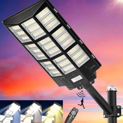 3500W Solar Street Light Outdoor, Wide Angle 320000LM 3000K/4000K/6500K Commercial Parking Lot Lights Dusk to Dawn, IP67 Solar Flood Outdoor Light Sol