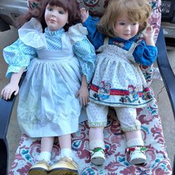 Porcelain Girls Dolls - Year Of Antiques 1943