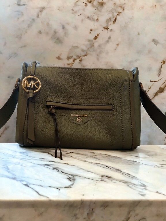 Michael Michael Kors Carine Leather Small Crossbody Bag Luggage Green