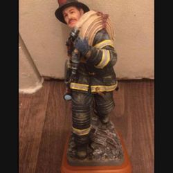 Vanmark red hat of courage firefighter statue figurine in box
