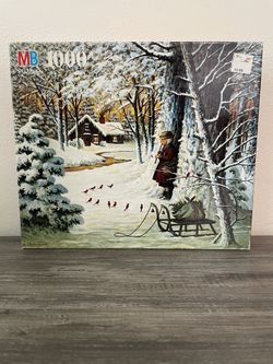 Vintage 1992 Milton Bradley Charles Wysocki Cardinal Christmas 1000 Piece Puzzle