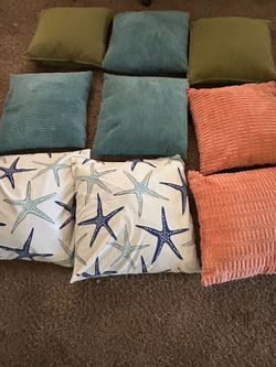 9- 22 inch by 22 inch pillows
