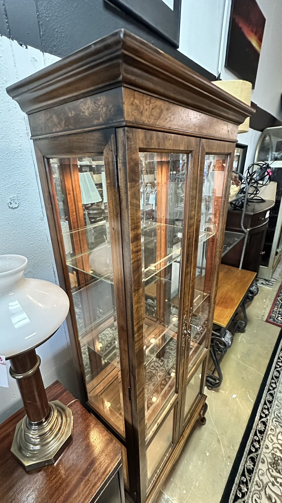 Howard Miller Hampton Cherry Wood Lighted Curio Cabinet (Like NEW)
