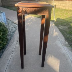 Antique carved wood stand or Plant Table