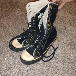 Converse Mid-rise Black And Gold Shoes