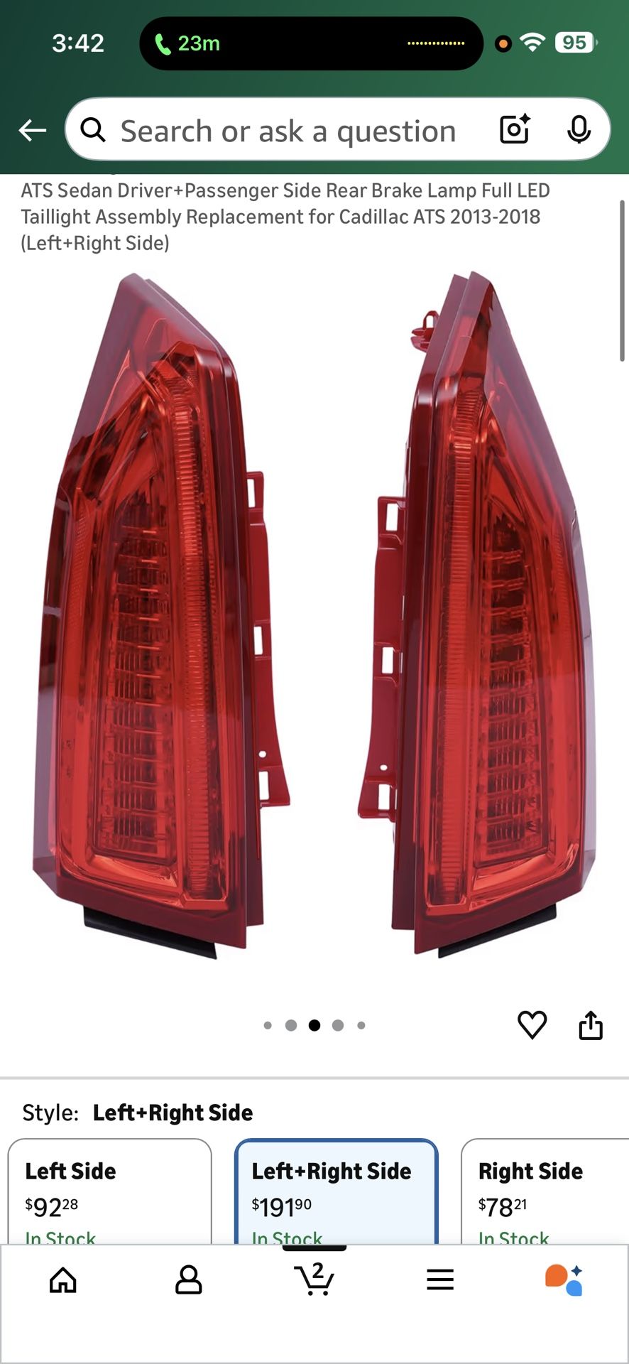 LED Tail Light For 2013 2014 2015 2016 2017 2018 4-door Cadillac ATS Sedan Driver+Passenger Side Rear Brake Lamp Full LED Taillight Assembly Replaceme