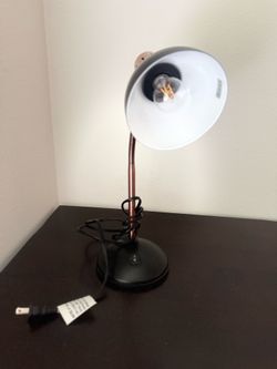 Industrial Style Desk Lamp – Copper Gooseneck & Black Dome Shade