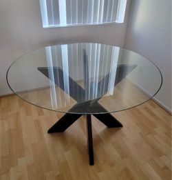4ft Round Glass Dining Table – $200 OBO