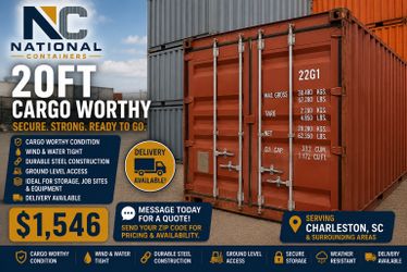 20FT Cargo Worthy Shipping Container – Charleston, SC – $1,546