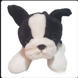 Aurora Boston Terrier 12 "Plush Realistic Black White Stuffed Animal