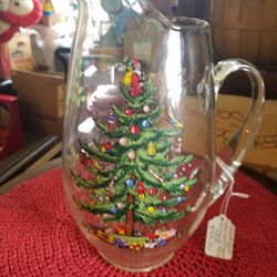 COLLECTIBLE SPODE XMAS TREE GLASS PITCHER