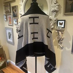 Black And Tan “H” shawl, throw scarf