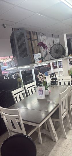 XL solid wood dining set NEW w/ 6 chairs