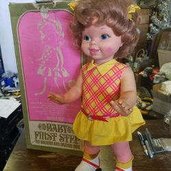 Vintage Baby First Step Doll With Box Never Played With 