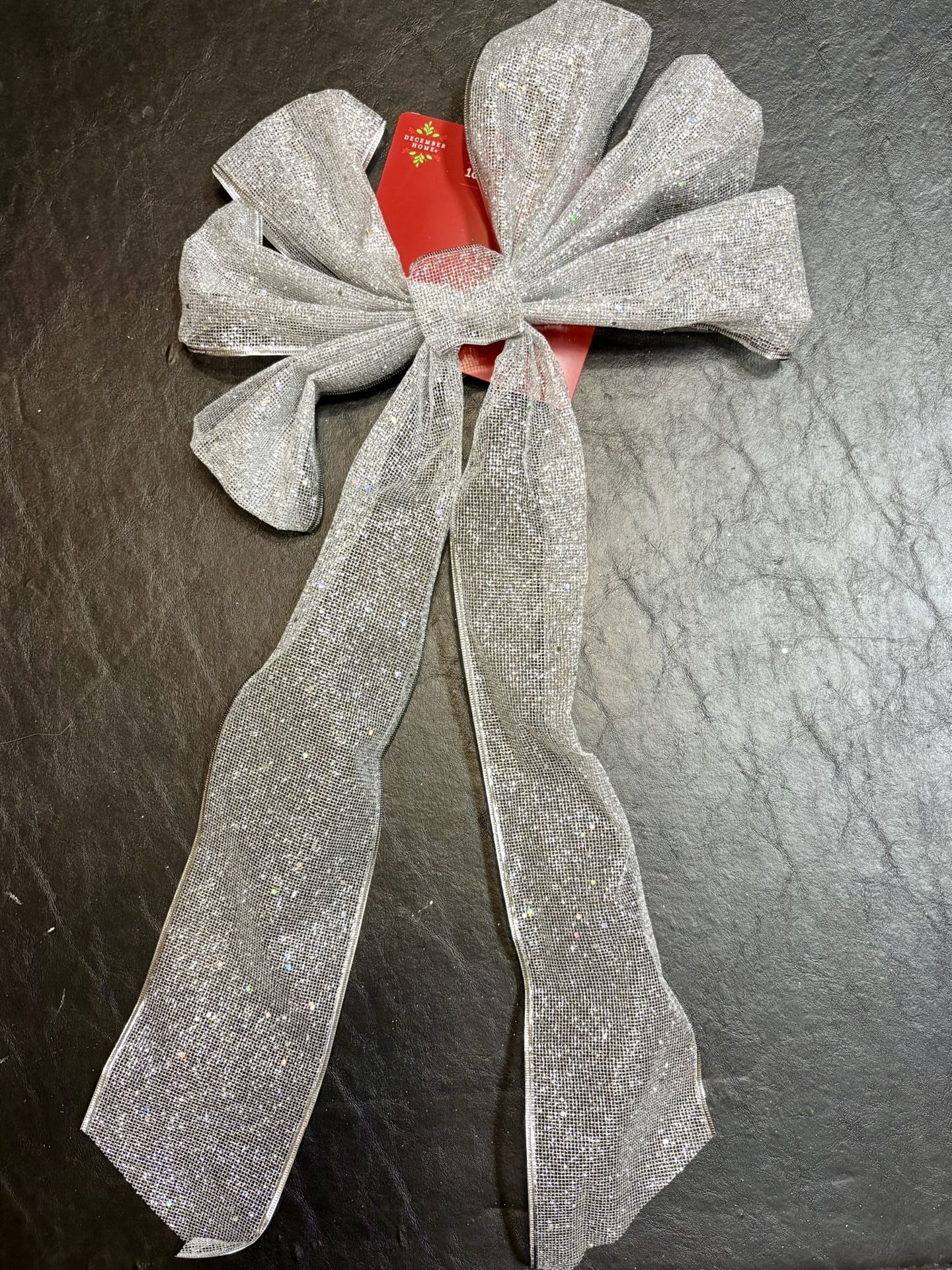 (2) Pretty Sparkly Silver Bows NEW