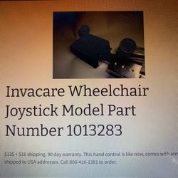 Invacare Joystick  Model: 1013283 - Chino, Ca 