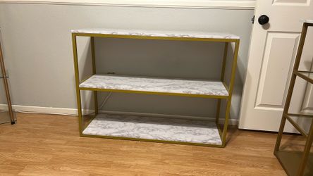 Shelf - grey and white marble shelves with gold trim
