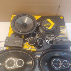 KICKER 1 PAIR 6.5" 300 WATTS COMPONENT SET WITH CROSSOVER & 1 PAIR 6×9 3 WAY 360 WATT CAR SPEAKER (. BRAND NEW PRICE IS LOWEST INSTALL NOT AVAILABLE )