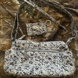 Vera Bradley On The Go Crossbody Purse in Perennials Gray pattern