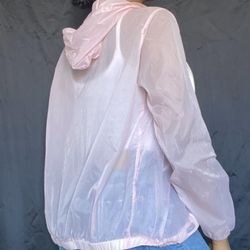 Brandy Melville sheer hooded pink windbreaker