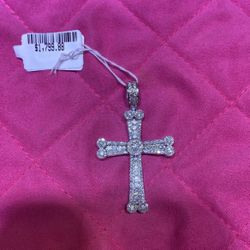 10KT White Gold Cross Pendant