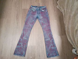 Y2k original fables jeans, 30x34, blue with red stiching