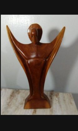 R. PIERE WOODEN SCULPTURE 12"×6"
