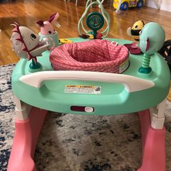 Tiny Love 4-in-1 Play and Go Mobile Activity Center, Tiny Farm Pink tricolor