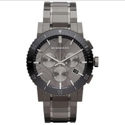 New BURBERRY Watch BU9381 Chronograph Gunmetal Gray Men's Watch 42mm
