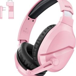 Wireless Gaming Headset with Noise Canceling Microphone for PS5, PC, PS4, 2.4G/Bluetooth Gaming Headphones with USB and Type-c Connector, Wired Mode f