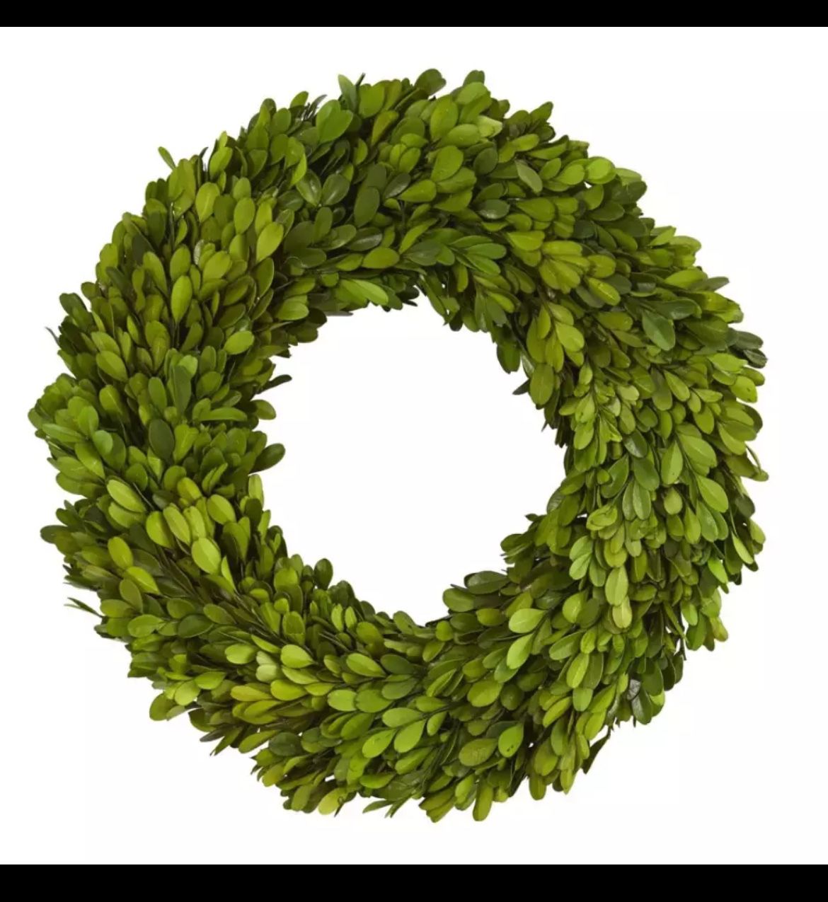 Nearly Natural 14” Preserved Real Boxwood Wreath - Home Door Decor