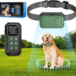 Wireless Fence,Wireless Dog Fence,Electric Fence for Dogs, Portable 2 in 1 Wireless Pet Fence & Training Collar System,Invisible Dog Fence Use for All