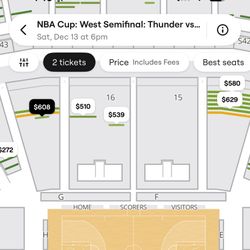 Spurs Thunder NBA Tmobile Arena Saturday 2 Seats 