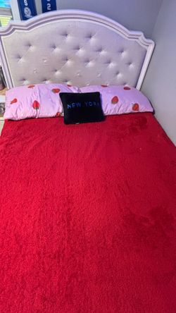 Full Size Girls Bedroom Bed Frame Set – Pink/White Princess Style
