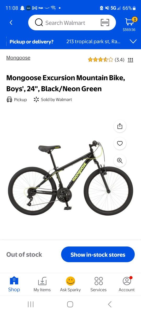 Mangoose Excursion Mountain Bike 24"