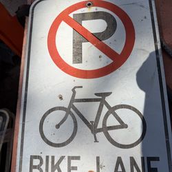 Bike lane metal sign