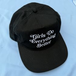 Urban Outfitters Black Baseball Cap 'Girls Do Everything Better' Adjustable Cotton