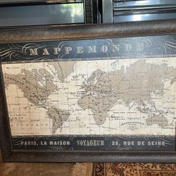 Framed Mappemonde Wall Decor