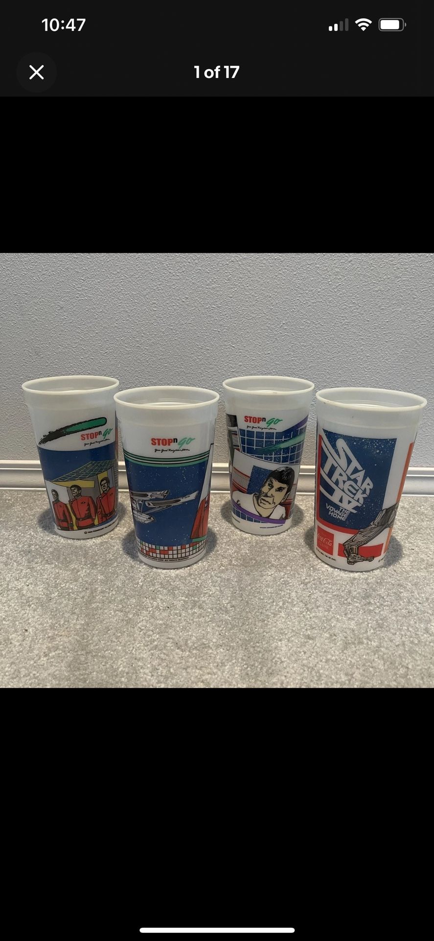 Star Trek IV The Voyage Home Stop N Go Cups 1986 Glow in the Dark