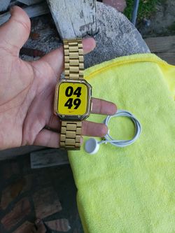 Is unlocked & Update is 64GB Apple watch Nike edition & Cellular model 7 series 45mm big Face all gold custom $260! Or trade PS5