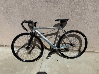 Fixed Gear Track Bike Silver and Blue