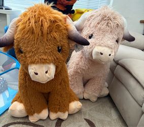 Large Highland Cow Stuffed Animal Plush Set of 2