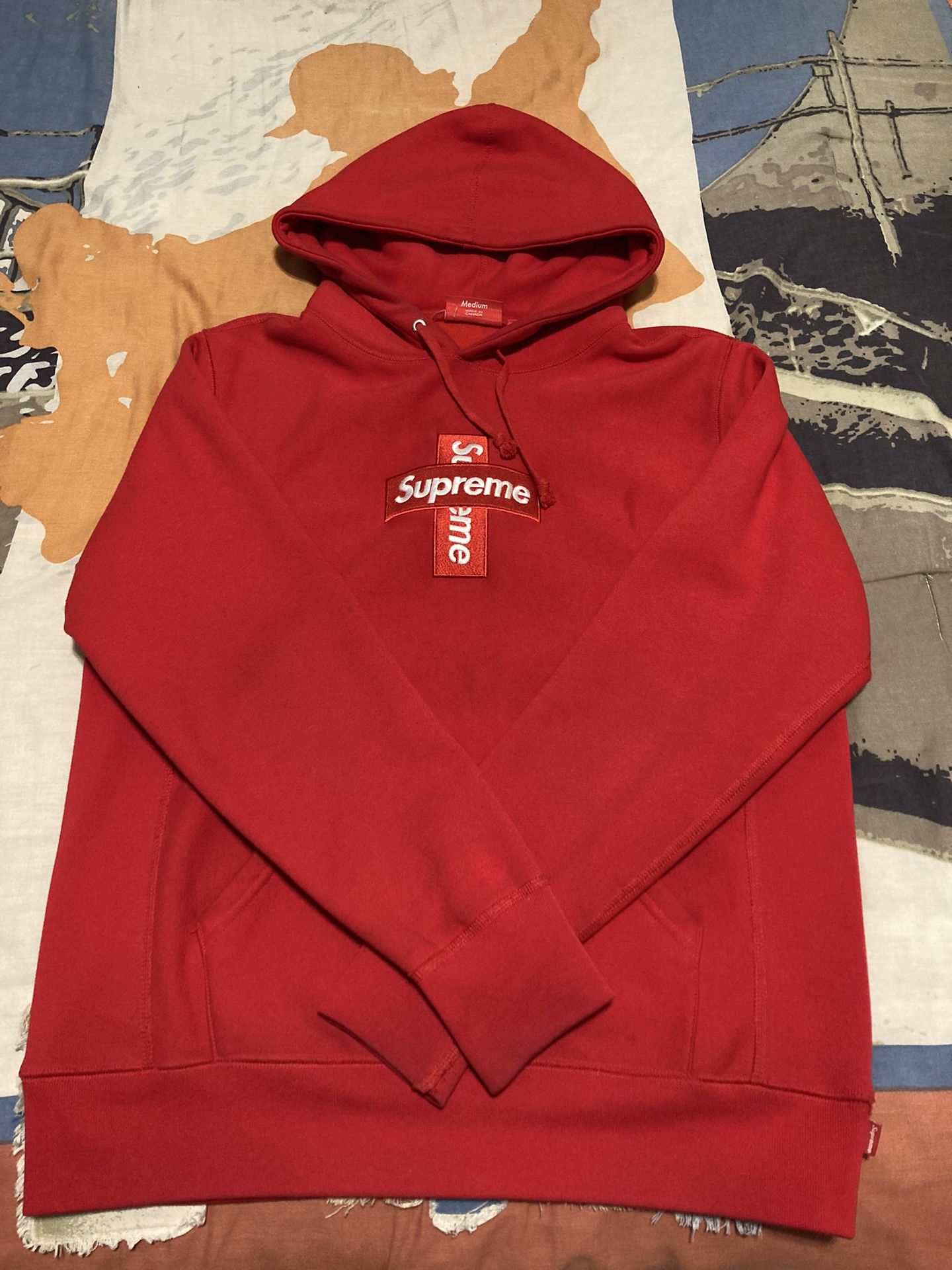 Red Supreme Cross Hoodie‼️